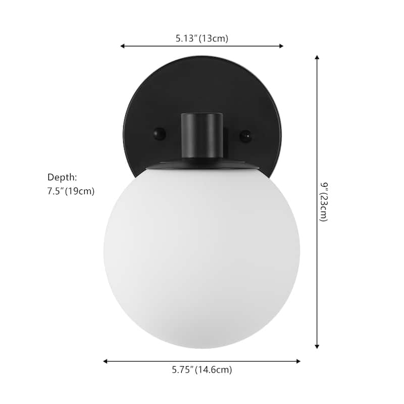 Cecil Globe Metal/Frosted Glass LED Vanity, by JONATHAN Y