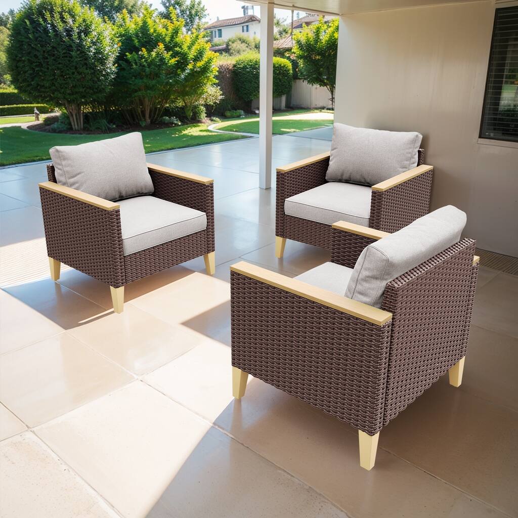 Gymojoy Outdoor Rattan Chairs with Armrest Chairs