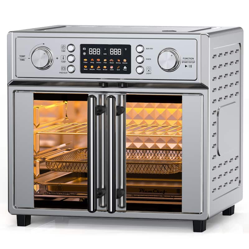 26QT Large Capacity French Double-Door Air Fryer Convection Toaster Oven, 1700W, 14 Preset Menus, 7-in-1 Multi-Function