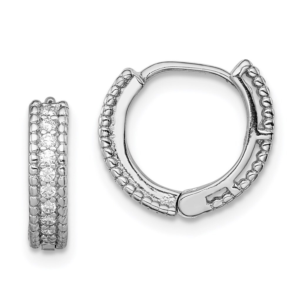 FB Jewels Solid Sterling Silver Rhodium-Plated 2.00mm Diamond-Cut Hoop Earrings FB Jewels Solid Sterling Silver Rhodium-Plated 2.00mm Diamond-Cut Hoop Earrings