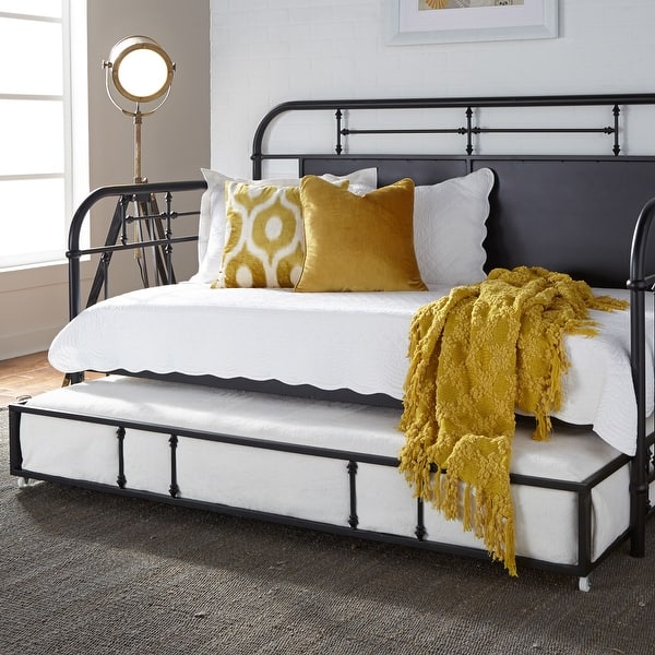slide 2 of 42, Vintage Series Distressed Metal Twin Metal Trundle Black