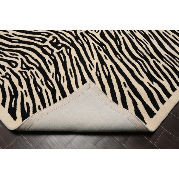 8x10 Hand Tufted 100 Wool Modern Contemporary Oriental Area Rug Ivory Black Color 8 X 10 On Sale Overstock 32265757
