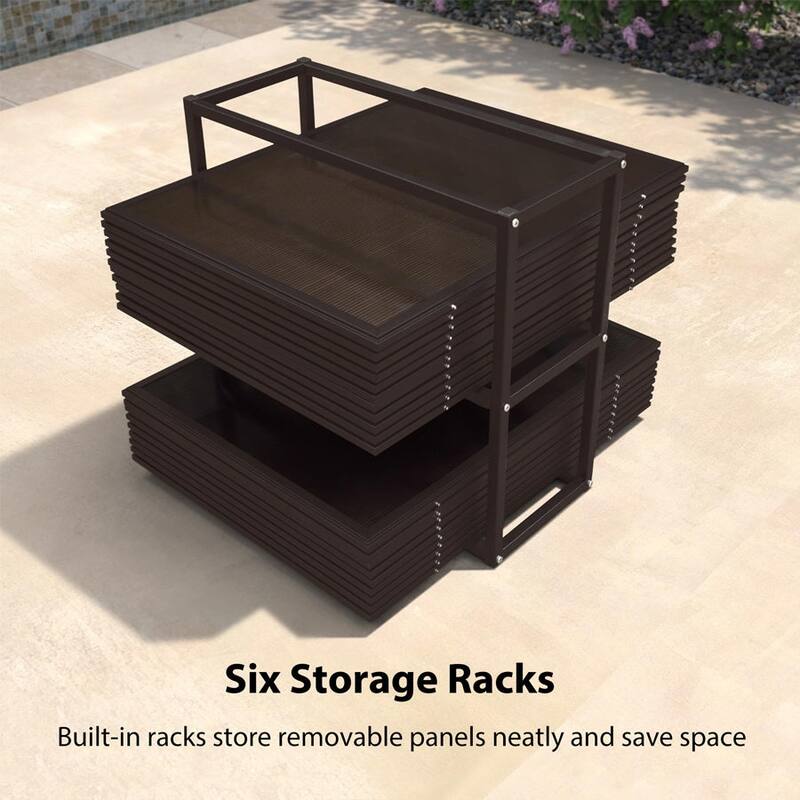 PURPLE LEAF Bronze Sunroom Double Top Outdoor All-Weather Screen House Patio Hardtop Gazebo