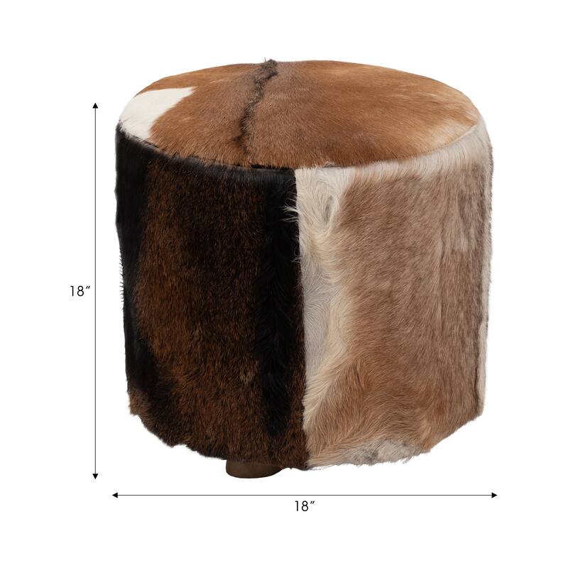 Sagebrook Home Neutral 18 Inch Cowhide Farmhouse Ottoman Stool
