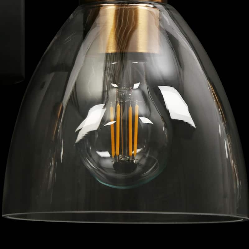 Modern Farmhouse 4-Light Black Gold Bathroom Vanity Lights Glass Wall Sconces - D32.3" x H8.6"