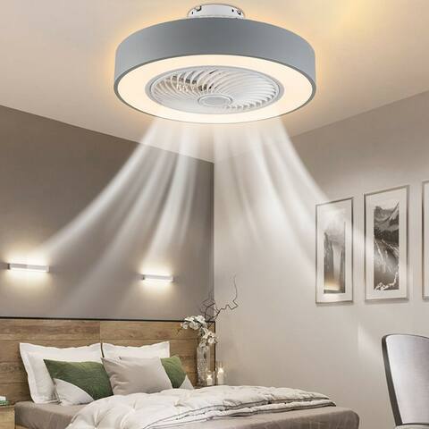 22Inch Caged Low Profile Acrylic LED Remote Control Ceiling Fan