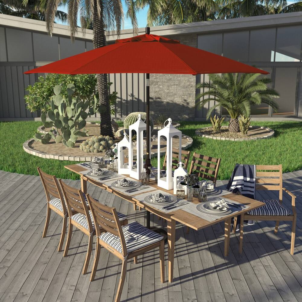 California Umbrella 9' Rd Golden State Series Patio Umbrella Bronze Aluminum Frame Crank Lift Collar Tilt Pacifica Pacific Blue