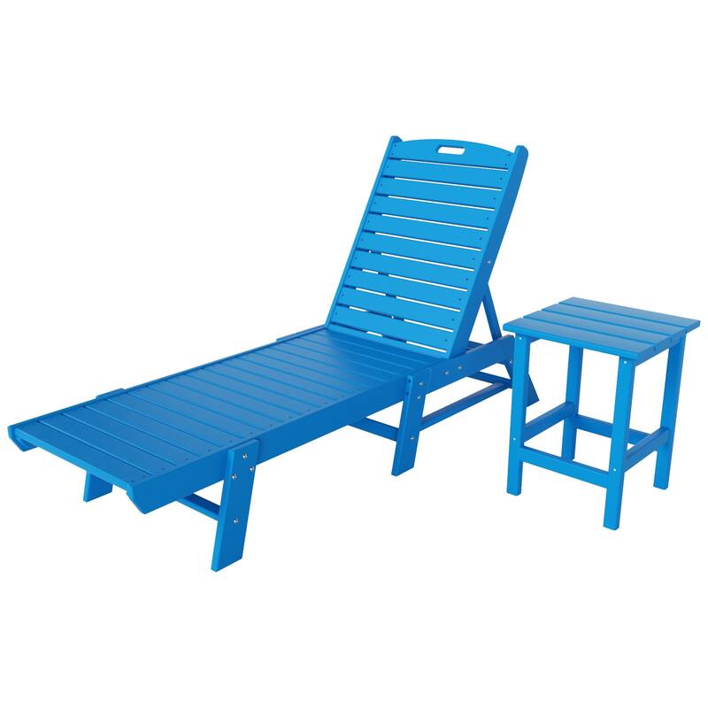 Laguna Hdpe All Weather Outdoor Patio Pool Reclining Armless Chaise Lounges With Side Table (2-Piece Set)
