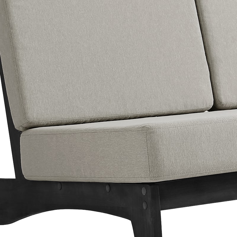 Beach-Style Outdoor Acacia Club Chair Set Loveseate with Plush All-Weather Cushions