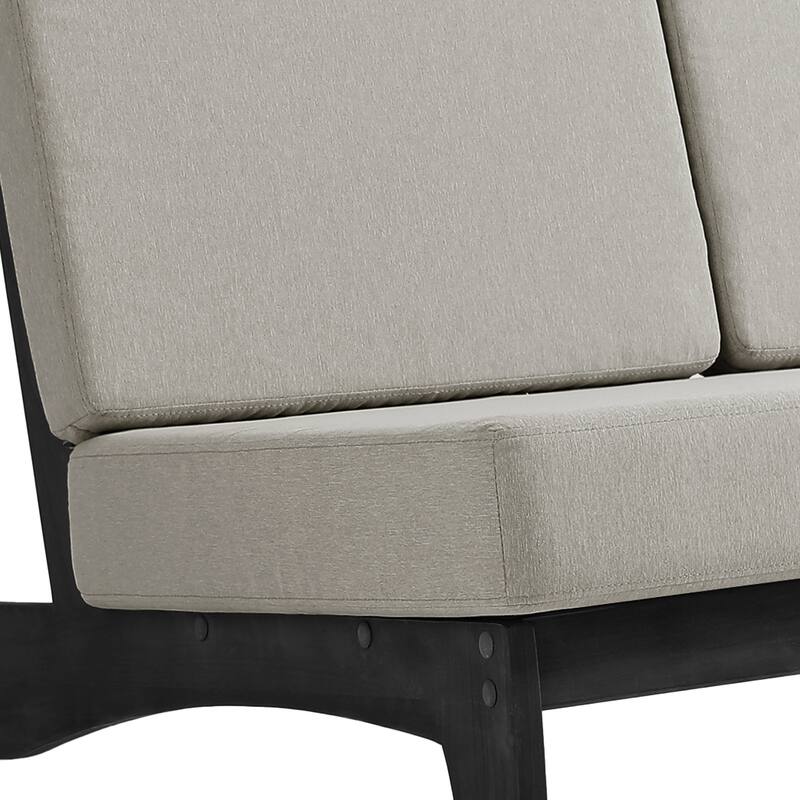 Outdoor Teak Wood Waterproof Armless Chair Loveseat with Cushions