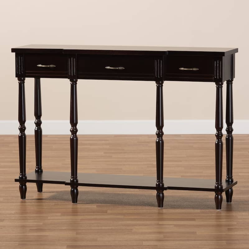 Hallan Classic and Traditional French Provincial 3-Drawer Console Table