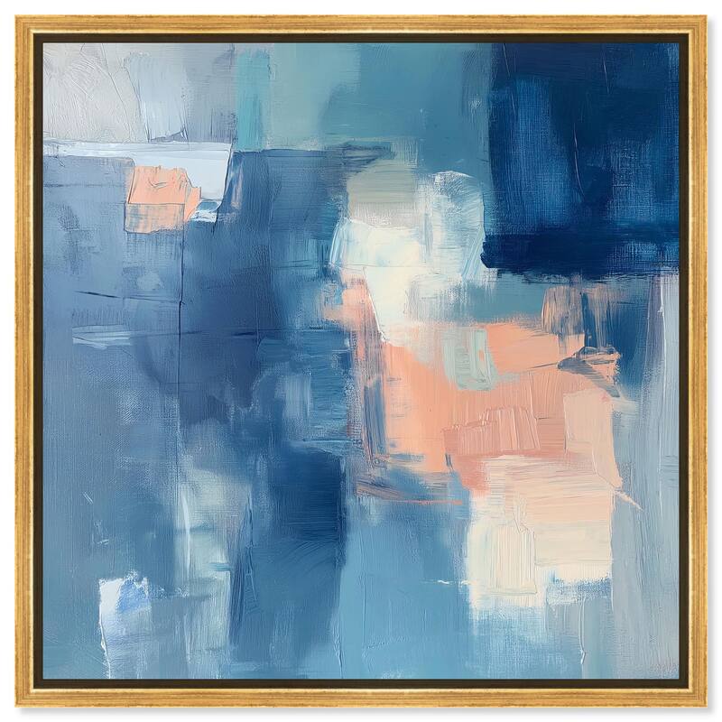 Whispering Blue II Canvas by Art Remedy - Gold - 20" x 20"