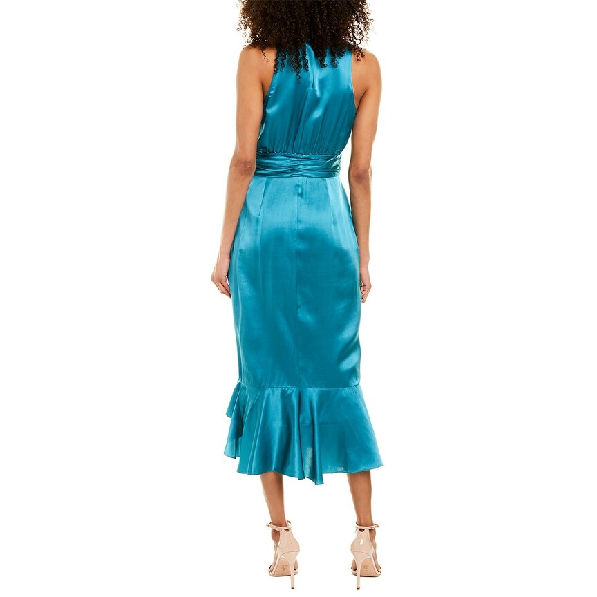 aqua silk dress