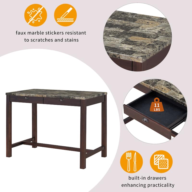 5-Piece Dining Table Set for 4, Counter Height Modern Kitchen Table and Chairs Set