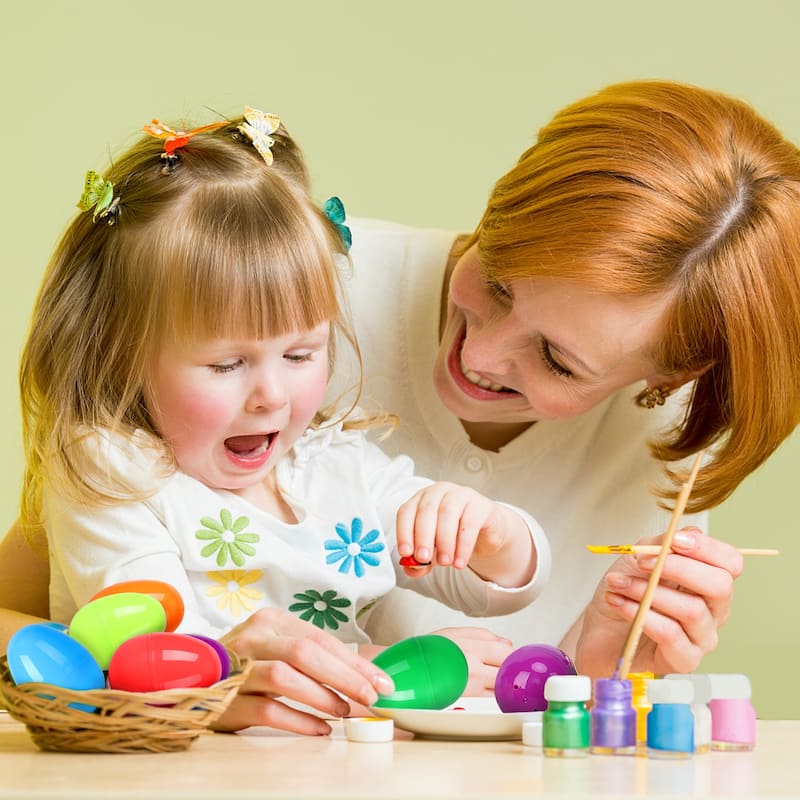 Easter Printed Plastic Eggs Basket Stuffer for Easter Egg Hunt Event, Party Favor Goodie Bags, Scene and Decoration
