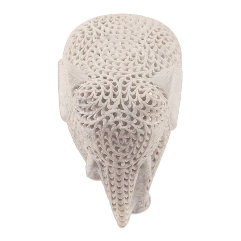 Novica Handmade Expecting Elephant Soapstone Sculpture