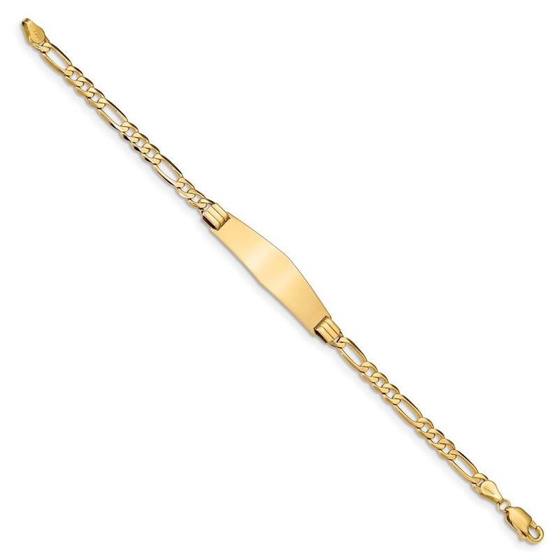 Curata 9.2mm 14k Engravable Figaro Soft Diamond Shape ID Bracelet