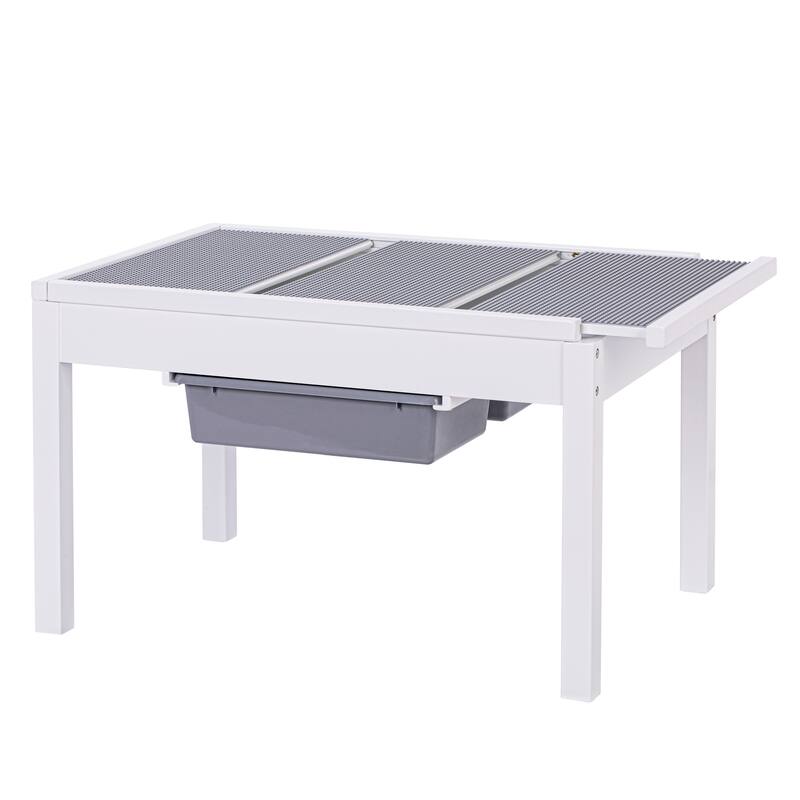 UTEX-2 in 1 Kids Large Activity Lego Table with Storage,White