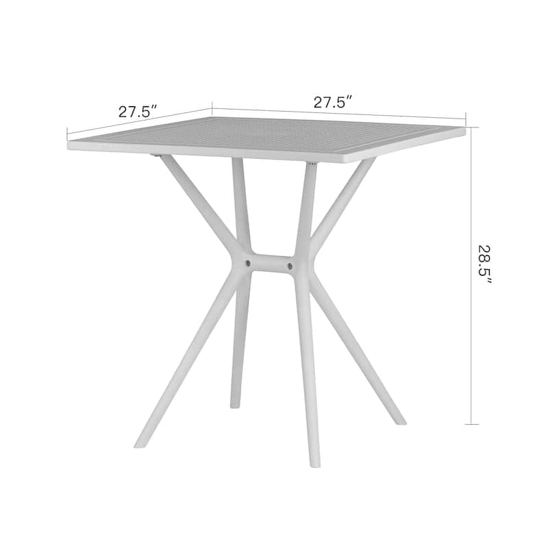 Basma White Plastic Square Dining Table