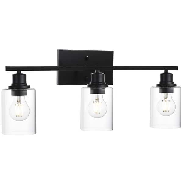 Black Industrial Vanity Light fixture with Clear Glass Shade - Bed Bath ...