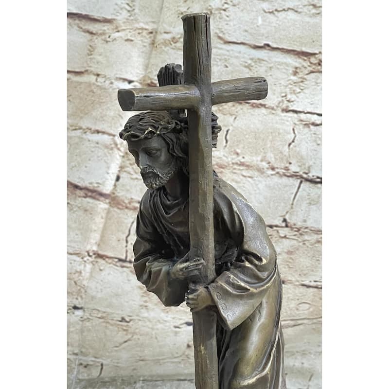 Signed Original Valli Jesus Christ Forced To Carry Cross Bronze Statue Sculpture