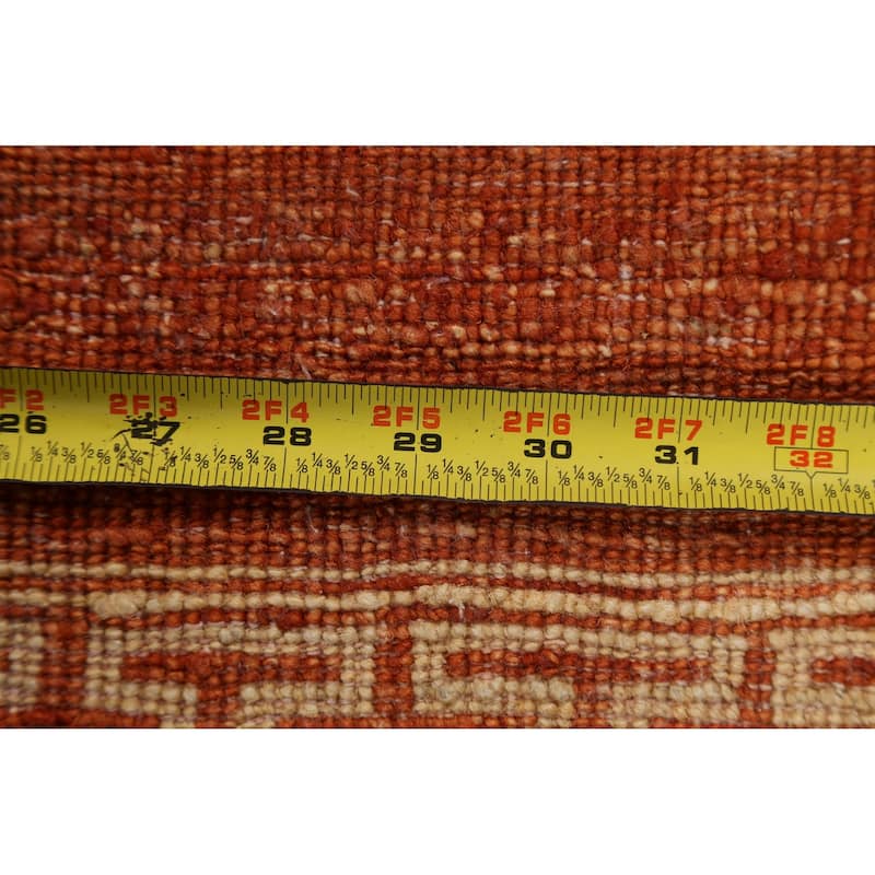 Bordered Geometric Gabbeh Kashkoli Runner Rug Hand-knotted Wool Carpet - 2'4" x 4'8"