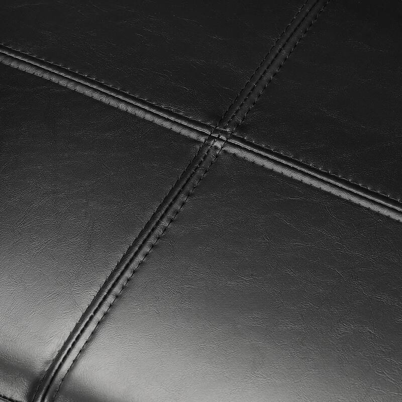 Adeco Faux Leather Rectangle Storage Ottoman with Reversible Tray