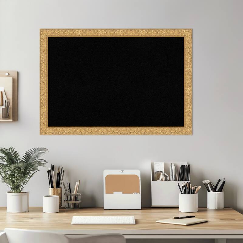 Lila Gold Wood Framed Cork Board - Bulletin Board, Organization Board, Pin Board