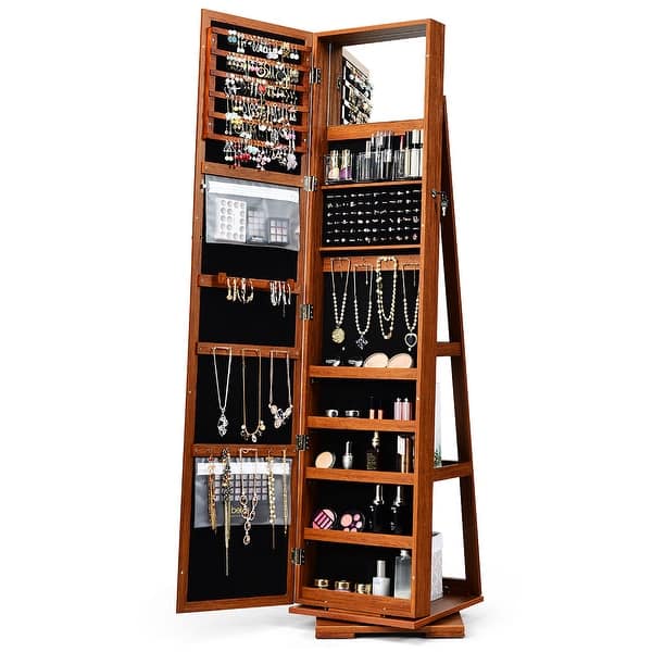 slide 1 of 7, Armoire Jewelry Cabinet Standing Jewelry Organizer
