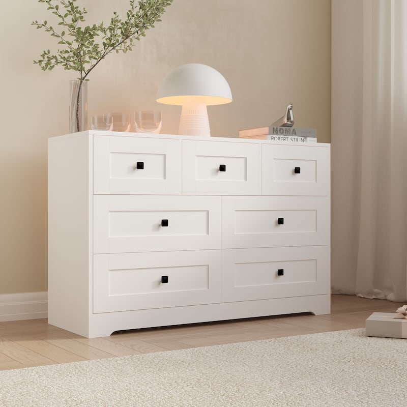 Chest Of Drawer With 7 Drawers White Color Farm Door