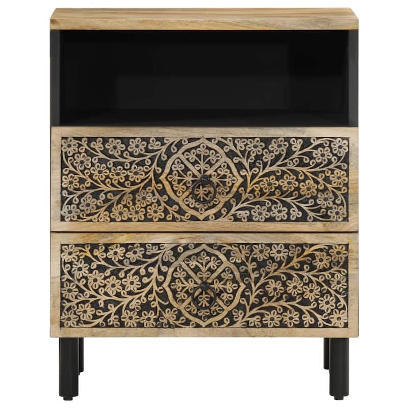 vidaXL Bedside Cabinet Mango wood with iron accents - 13.0 x 19.7 x 23.6 in