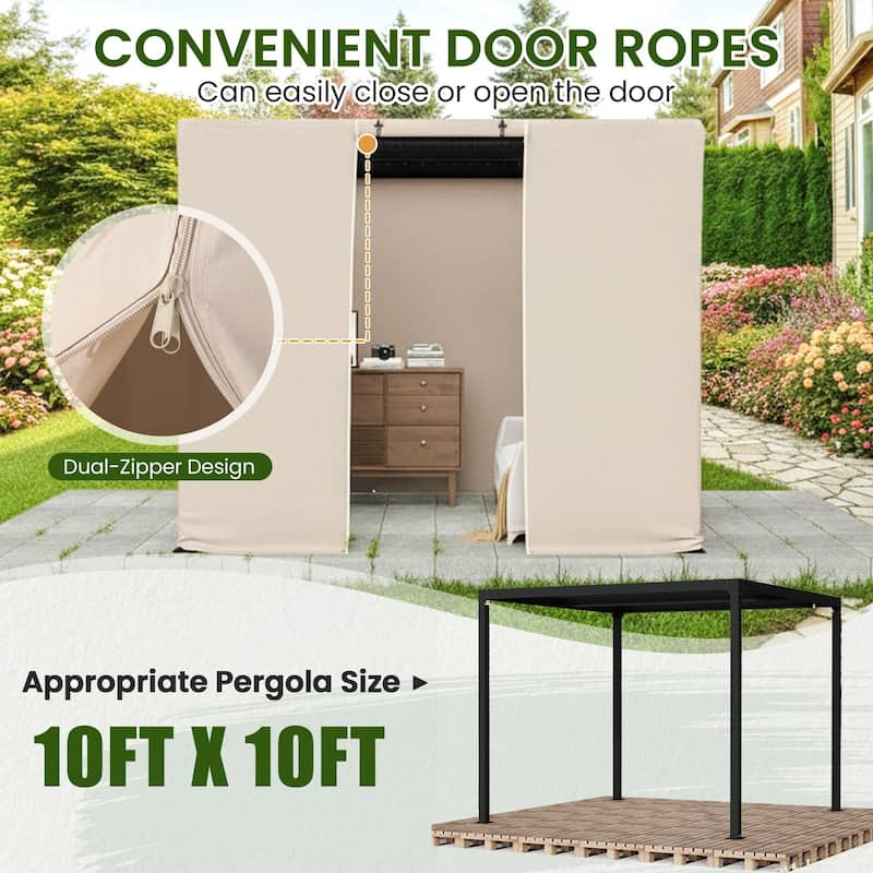 EROMMY Waterproof Pergola Winter Cover with Sidewalls, Mesh Windows and Roll-Up Door, All-Season Weather Enclosure