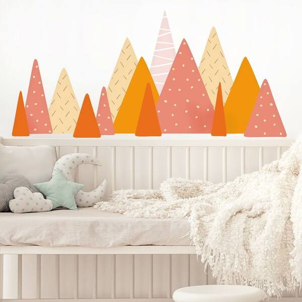 slide 2 of 7, Walplus Colorful Orange Mountains Landscape Children Kids Wall Sticker