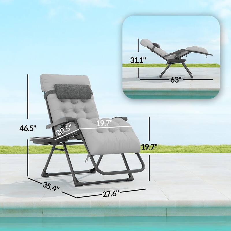 Outsunny Padded Zero Gravity Chairs, Folding Recliner Chair, Patio Lounger with Cup Holder, Adjustable Backrest