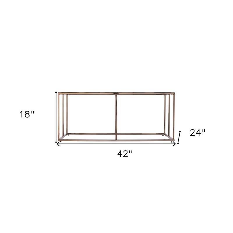 HomeRoots 42" Clear and Champagne Glass and Metal Coffee Table - 18" H x 42" W x 24" D