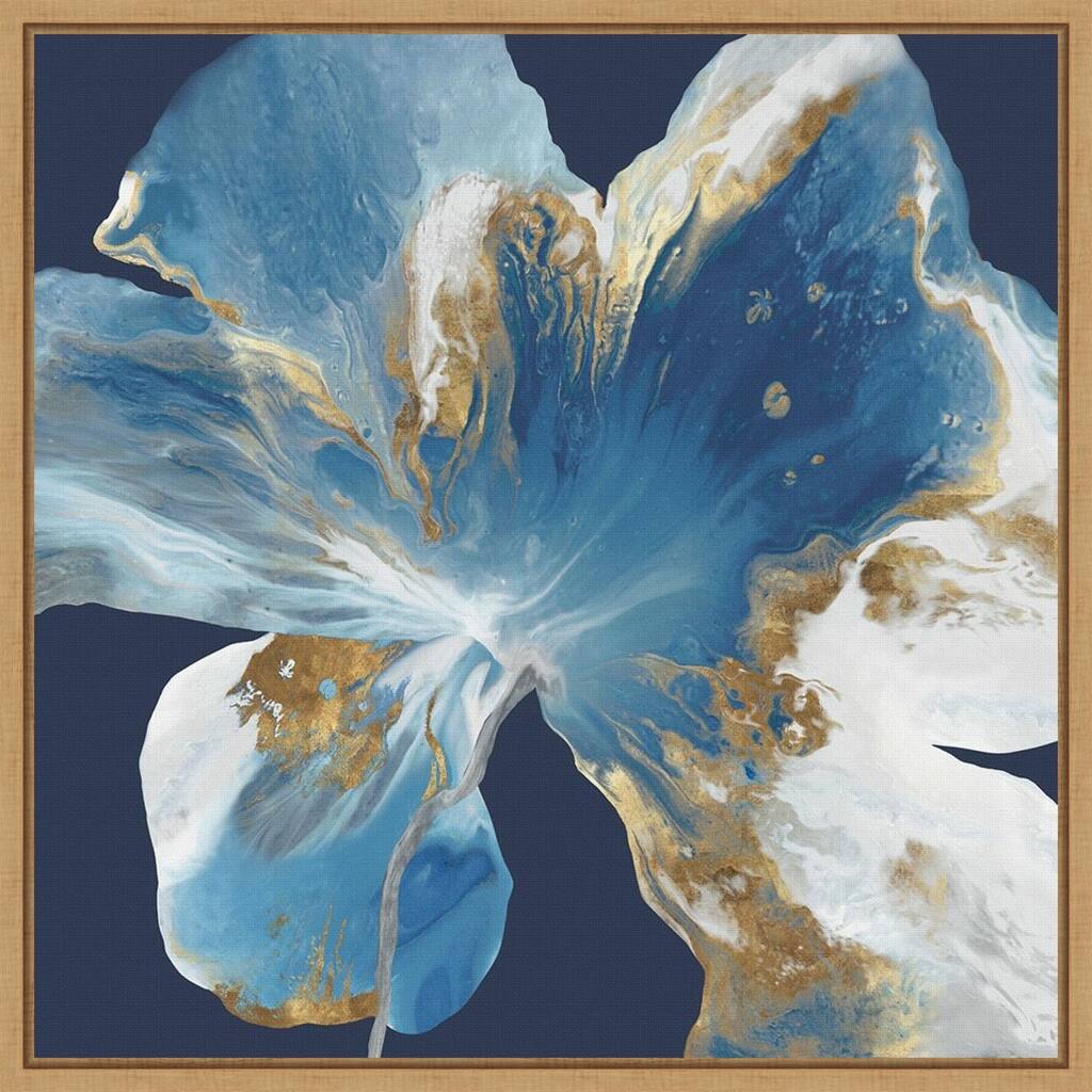 Liquid Enigma I (Abstract Blue Flower) by Eva Watts Framed Canvas Art