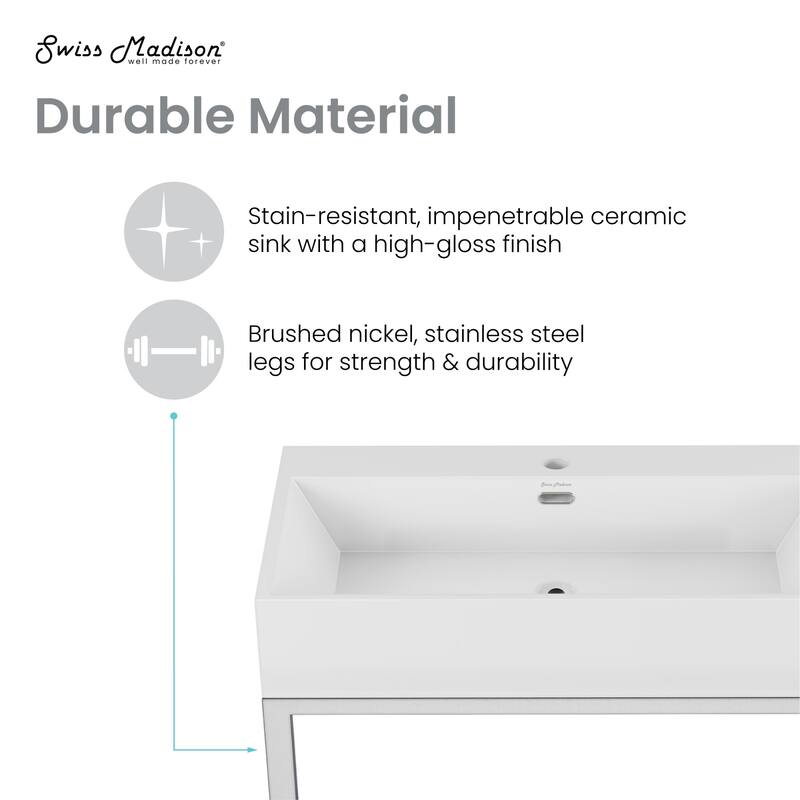 Swiss Madison SM-CS0202 29-1/2" Rectangular Ceramic Console Bathroom