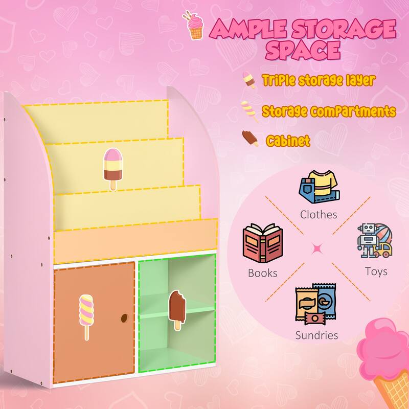 Bookshelf and Toy Storage Organizer,for Preschool & Early Reading, Book Organizer Kids Playroom Furniture