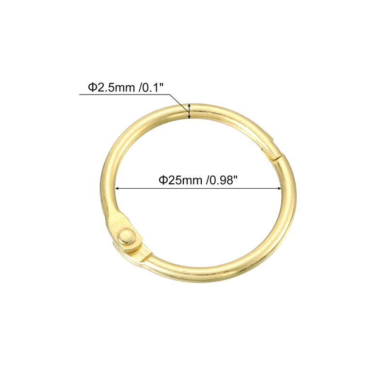 Shower Curtain Rings, 24pcs Loose Leaf Binder Rings - Gold - 1 Inch