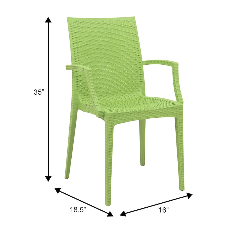 Mace Polypropylene Stackable Armrest Patio Dining Chair with Woven Design for Outdoor Dining Patio Indoor Gatherings