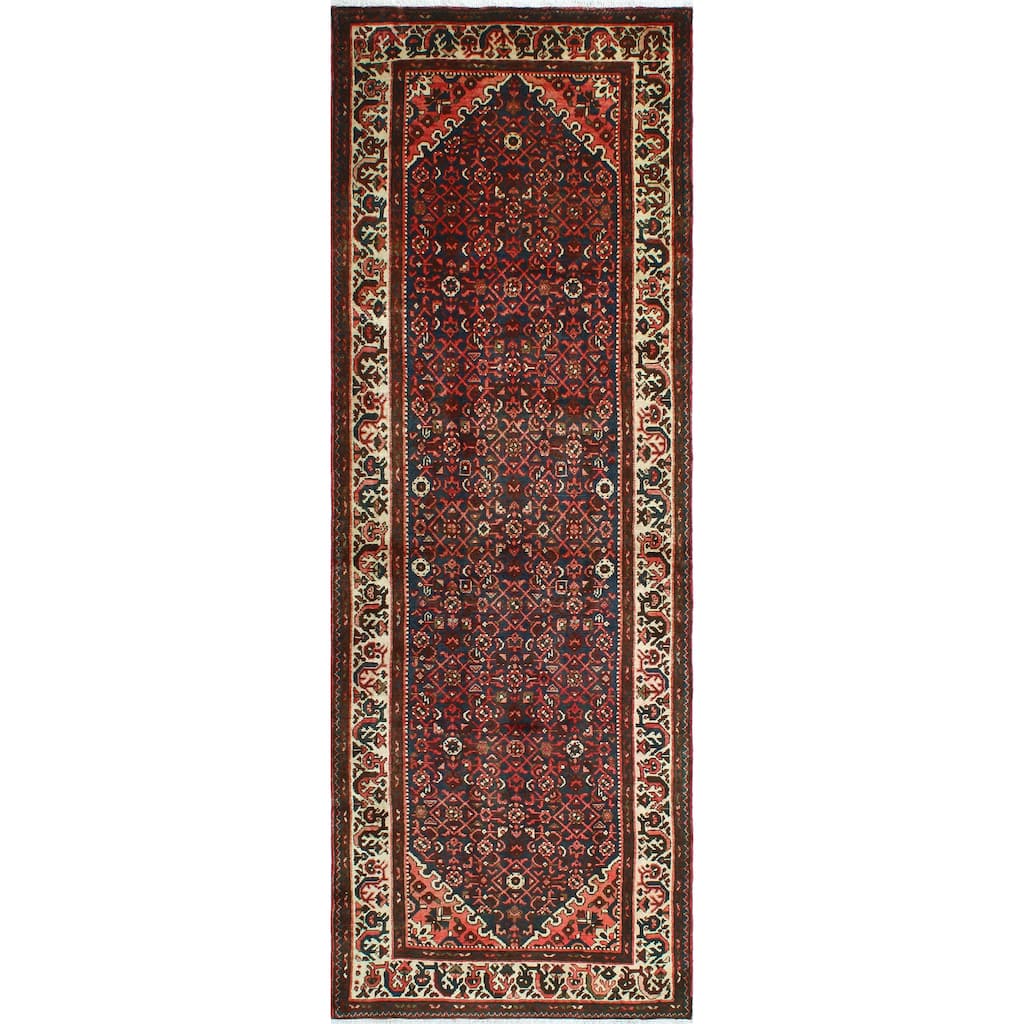 Noori Rug Fine Vintage Distressed Fazila Navy/Ivory Runner - 3'7" x 10'2"