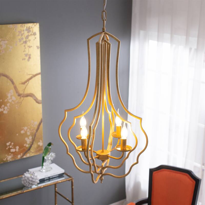 4-Light Metal Chandelier with Adjustable Chain