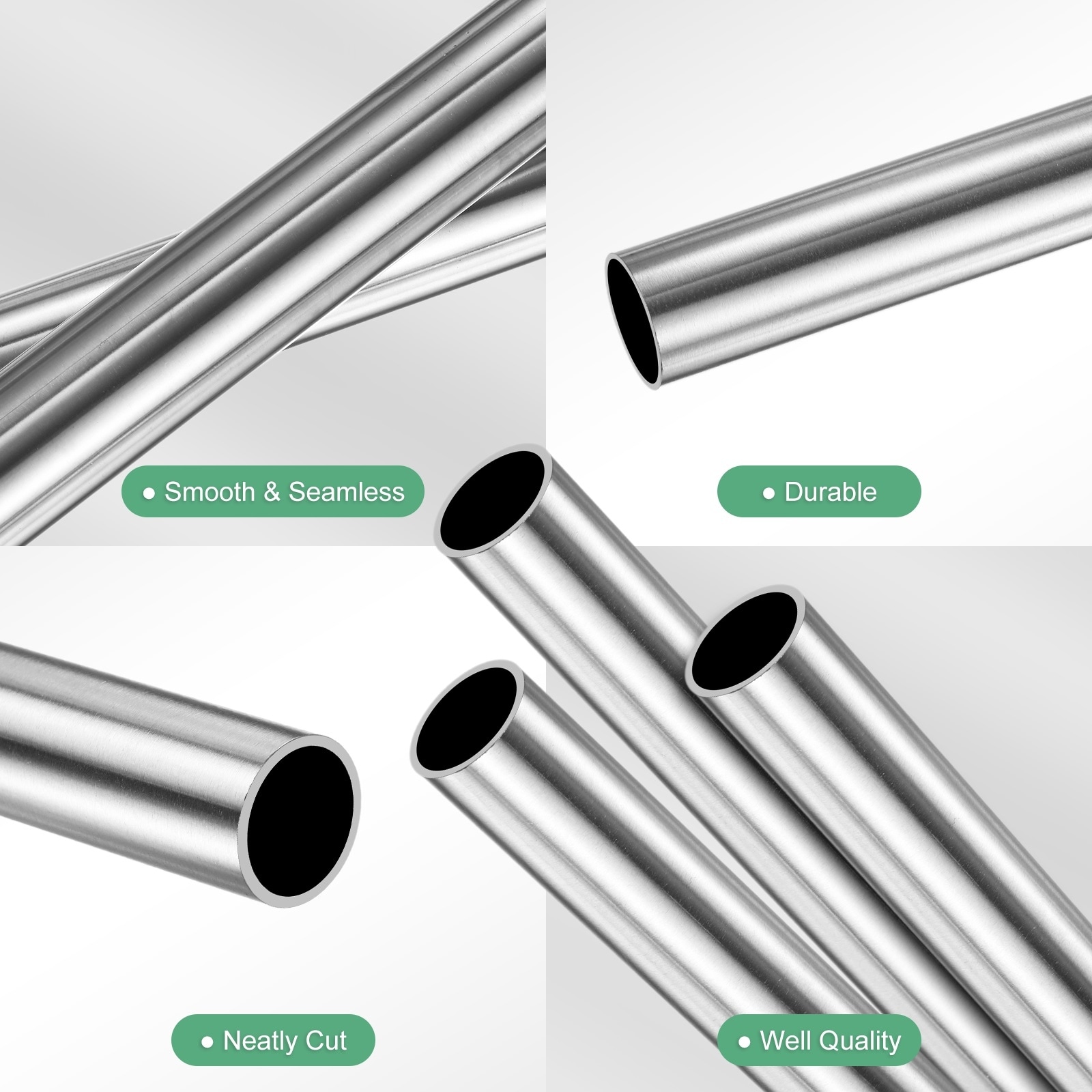 304 Stainless Steel Tube Seamless Stainless Steel Tubing Metal Straight Pipe - Silver