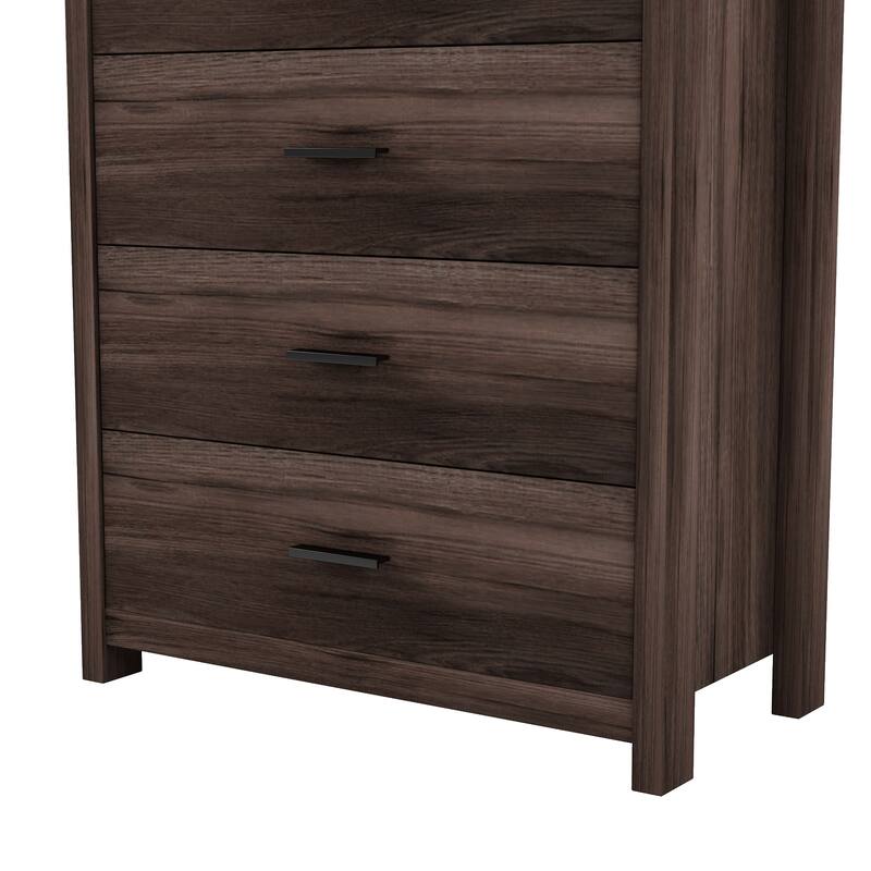 Wardrobe Dresser with 5 Drawer Modern Tall Chest of Drawers, Walnut