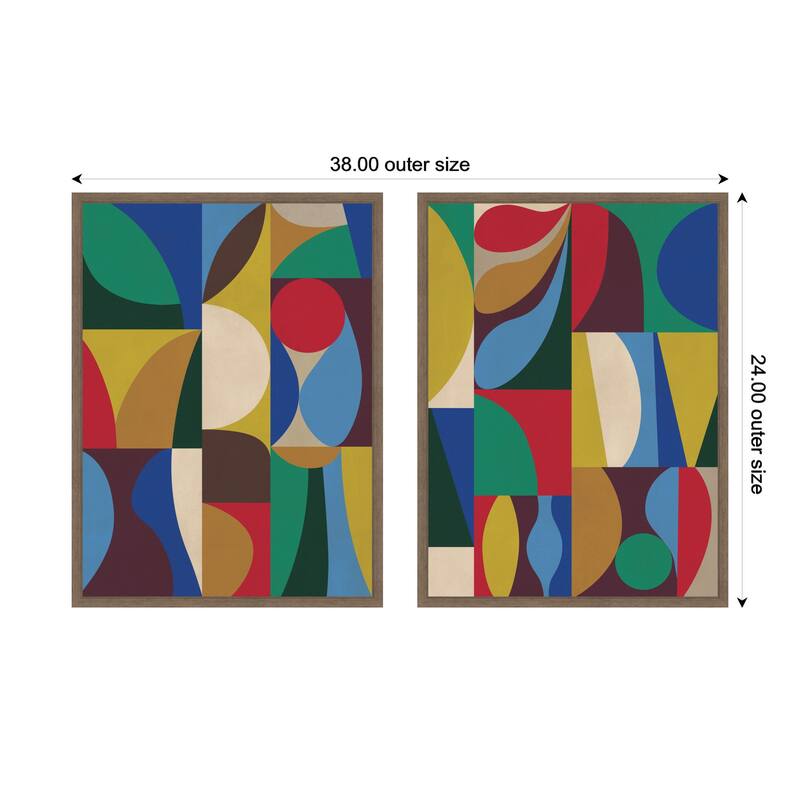 Kate and Laurel Abstract Deep 2 Piece Framed Canvas Wall Art Set by Rachel Lee