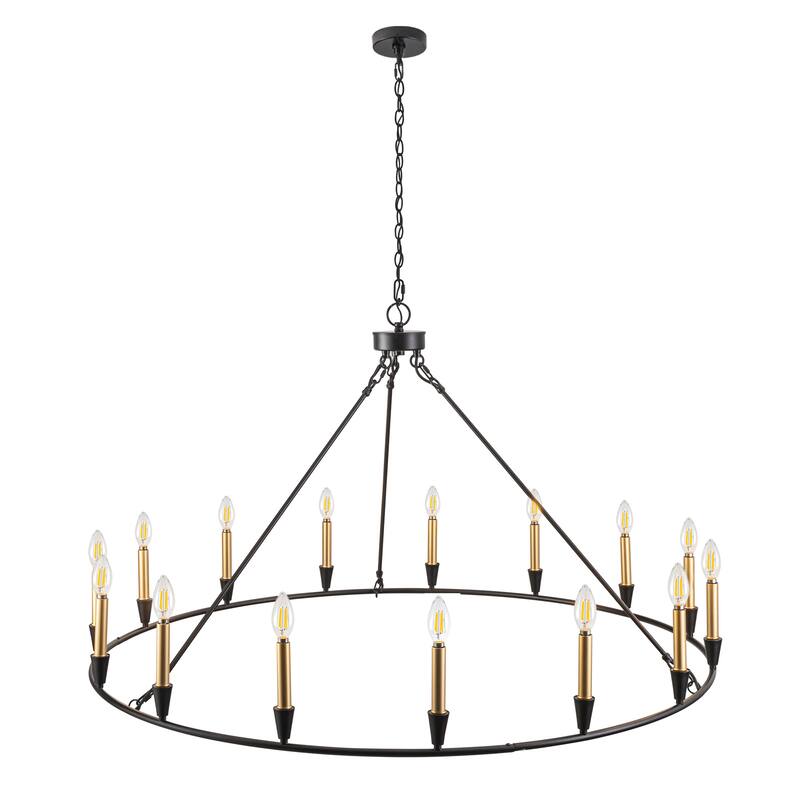 15-Light Wagon Wheel Chandelier Farmhouse Chandelier Traditional Chandelier for Dining Room - 15Light