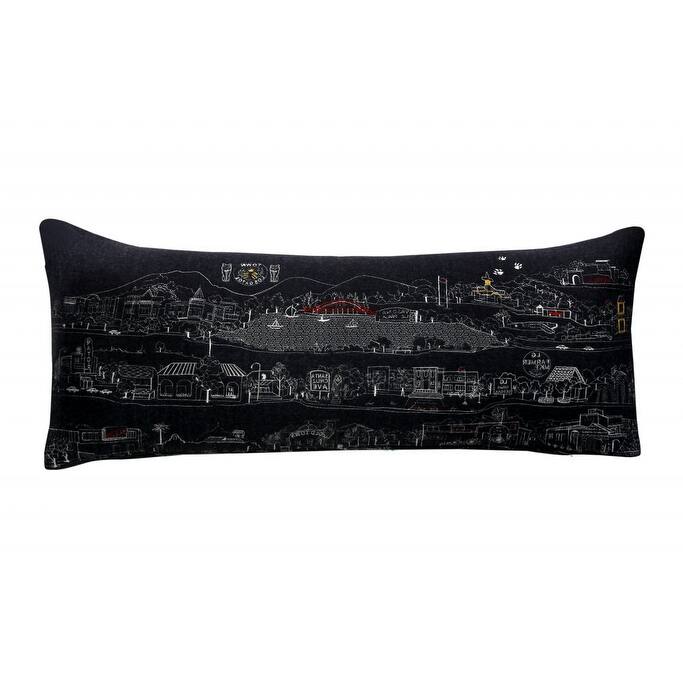 35" Black Los Gatos Nighttime Skyline Lumbar Decorative Pillow