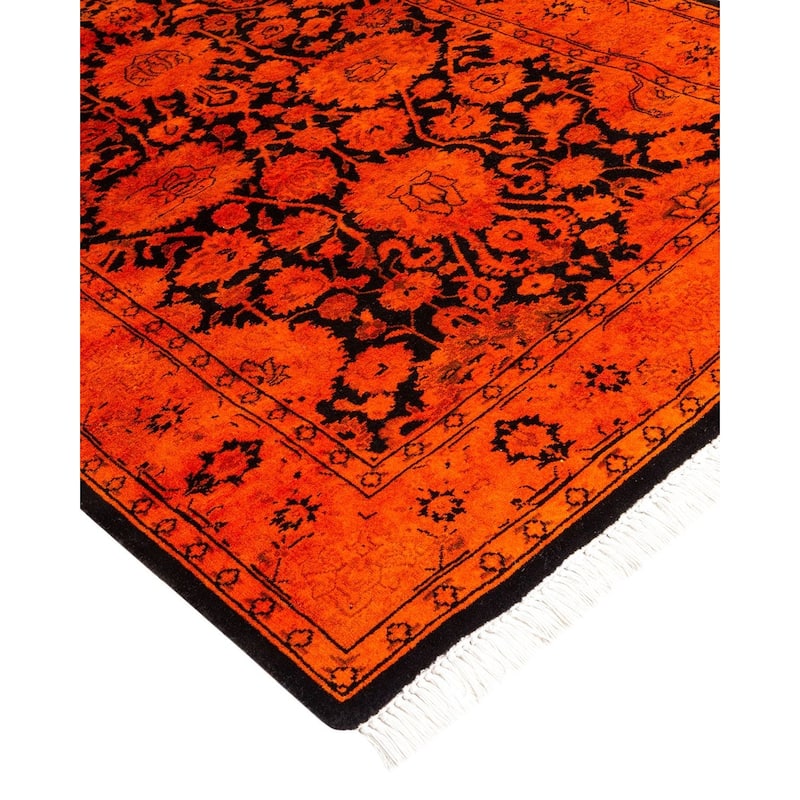Overton Hand Knotted Wool Vintage Inspired Modern Contemporary Overdyed Orange Runner Rug - 2' 6" x 11' 5"