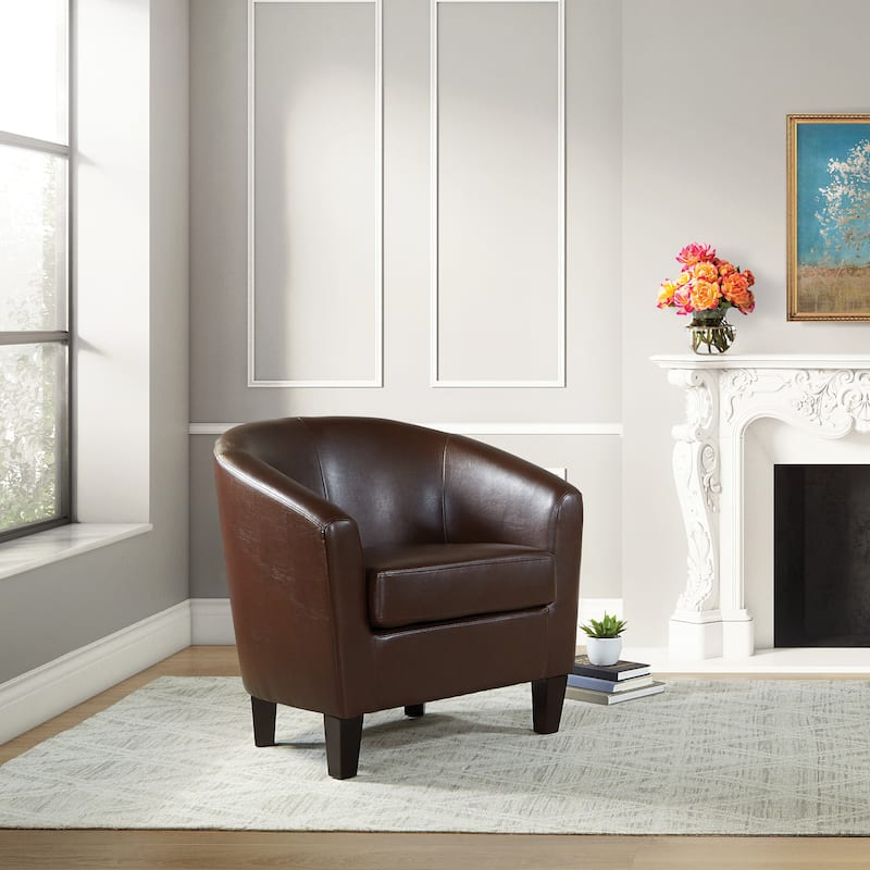 Ethan Fabric Tub Chair with Dark Espresso Wood Legs - Cocoa
