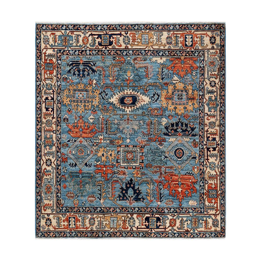 One of a Kind Hand Knotted Traditional Tribal Traditional Area Rug - 6' 3" X 5' 6"